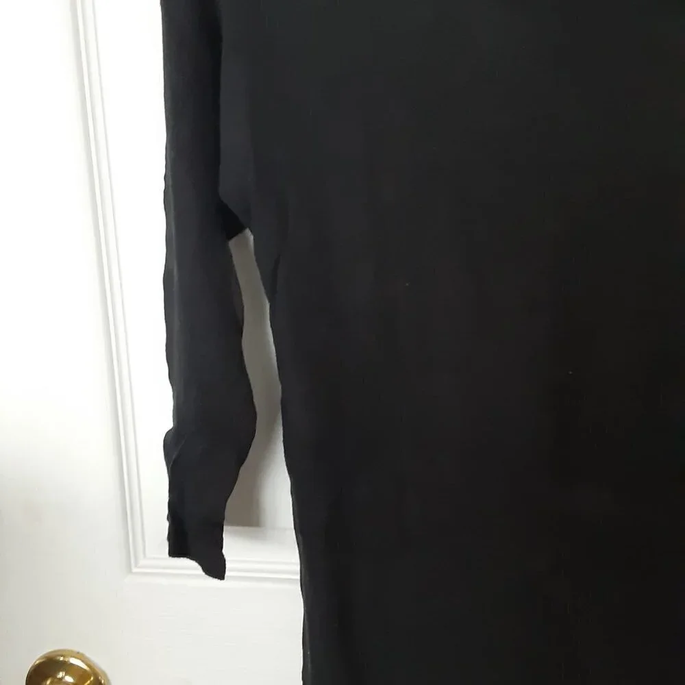 INC Size Small Petite Black Sweater w/Fringe Bottom 3/4 Length Sleeves